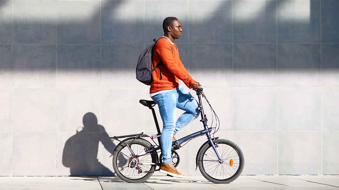 Man on Folding Bike